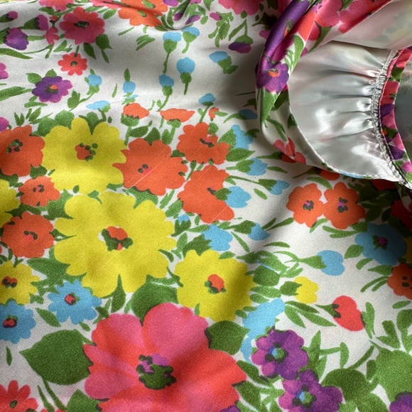 Les Reveries Floral Flower Satin Maxi Dress Gown Tie Shoulder Bow - Size 2 - Picture 9 of 13